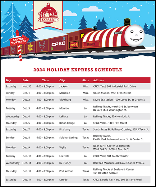 CPKC Holiday Express Schedule 2024